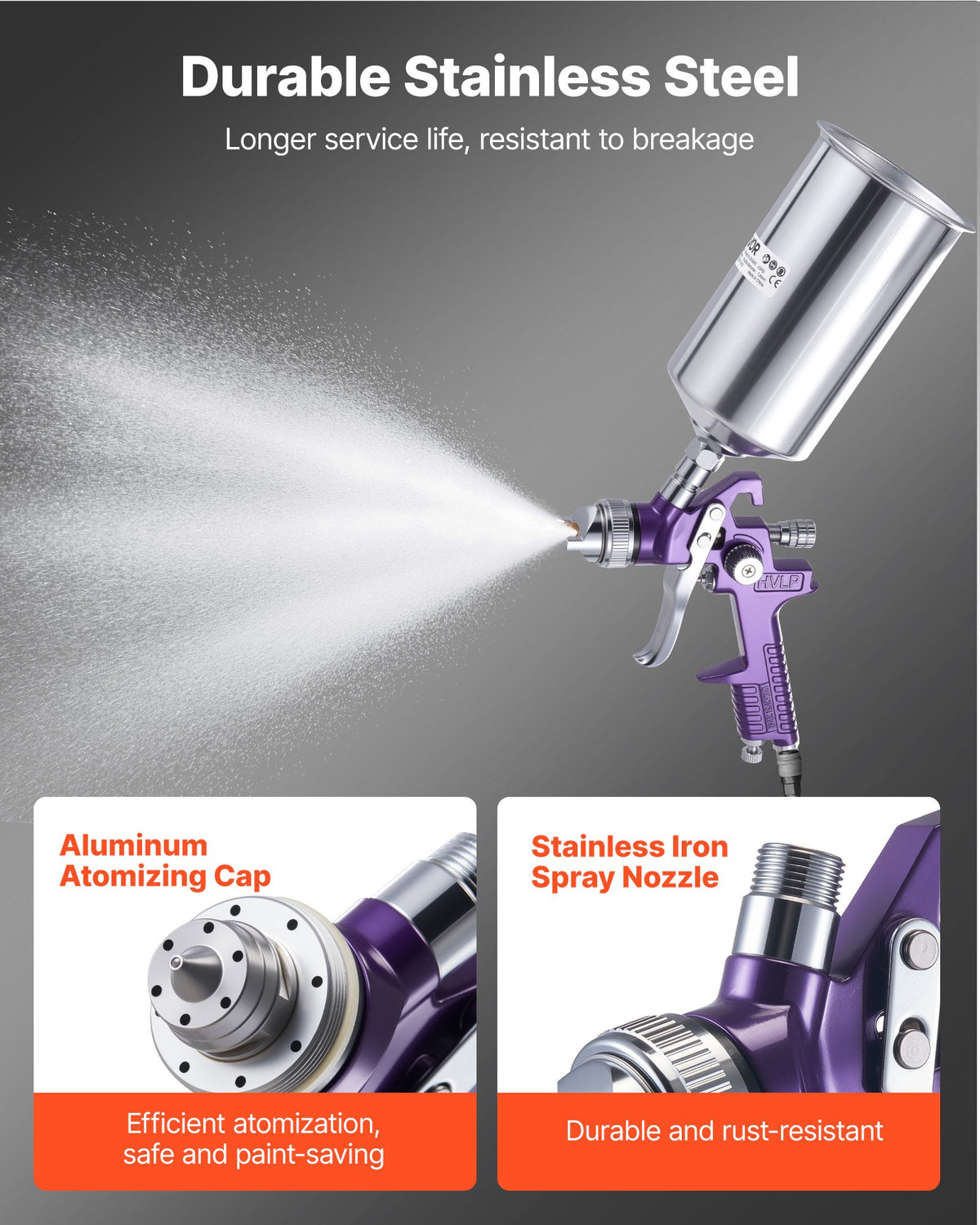 VEVOR 3-Piece Air Spray Gun Kit, Professional Auto Paint Spray Gun Set with 3 Nozzles (1/1.4/1.8mm), 3 Cups & Air Regulator, Gravity Feed Automotive Paint Sprayer for Primer, Topcoat & Touch-Up