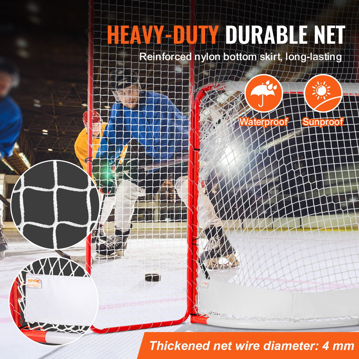 VEVOR Hockey Goal with Backstop and Targets Street Outdoor Steel Hockey Net 182.9 cm