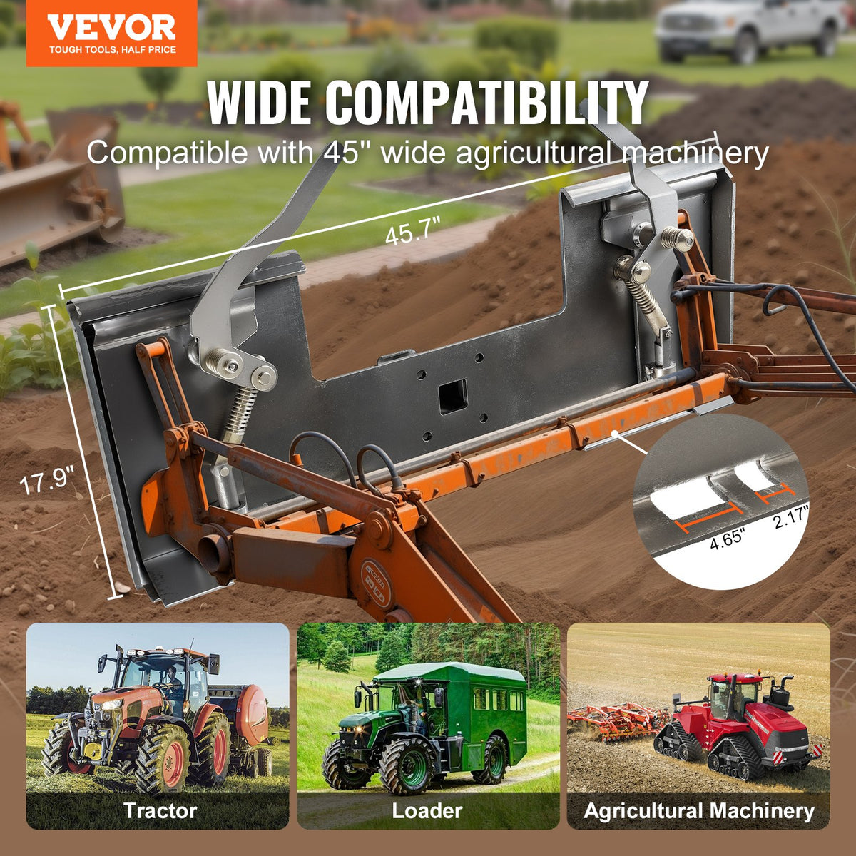 VEVOR Skid Steer Attachment Plate, 3/8" Skid Steer Mount Plate with 2.28" Hitch Receiver, Quick Attachment Loader Plates, Compatible with Deere, Kubota, Bobcat, Mahindra Skids Steers, Tractor