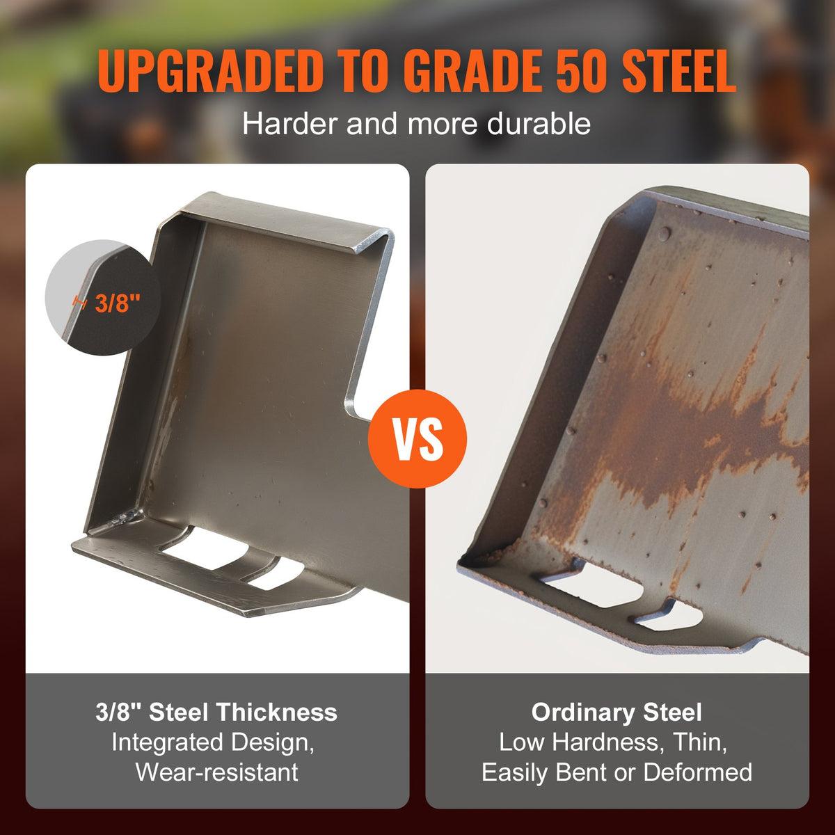 VEVOR Skid Steer Attachment Plate, 3/8" Skid Steer Mount Plate with 2.28" Hitch Receiver, Quick Attachment Loader Plates, Compatible with Deere, Kubota, Bobcat, Mahindra Skids Steers, Tractor