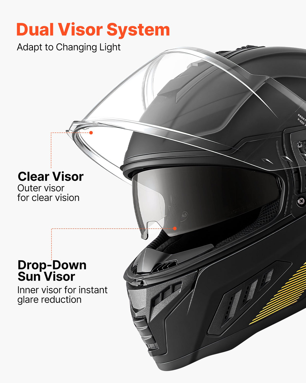 VEVOR Full Face Motorcycle Helmets, Dual-Visor Motorcycle Street Bike Helmet, Lightweight Comfortable Motocross Dirt Bike Helmet for Adults Men and Women - DOT & ECE Approved (M Size)