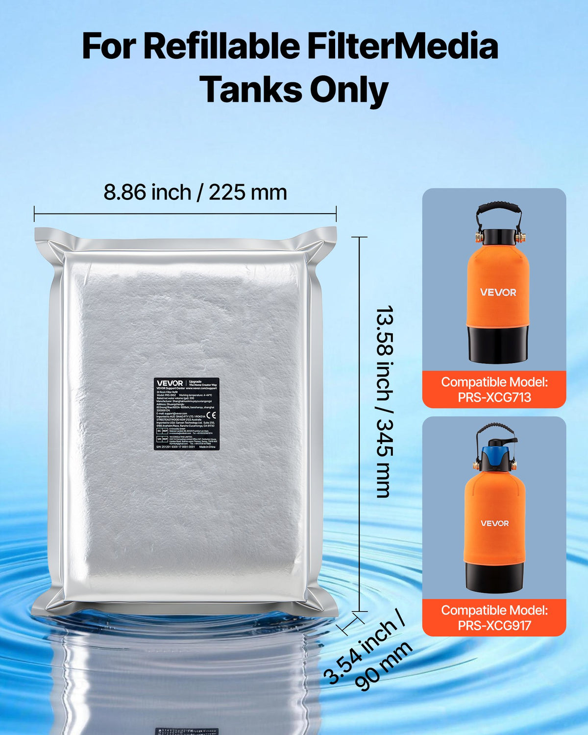 VEVOR Deionized Resin Filter Refill for Spotless Car Wash System, 5L Mixed-Bed DI Resin Filter Cartridge Refill - Compatible with Refillable Deionized Water System for Cars RVs Boats