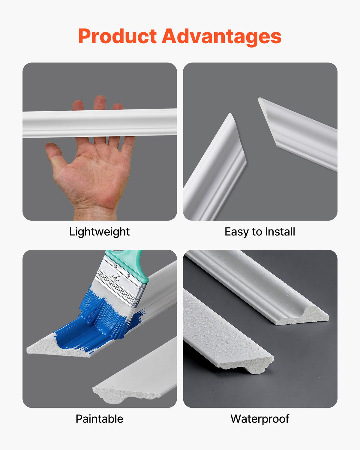 VEVOR Wall Molding 3 Pack, Wainscoting Panels Kit with Dual-Line Wide & Narrow Profile, Lightweight Paintable Polystyrene, Easy to Install Accent Wall Trim for Interior Living Room, Bedroom,White