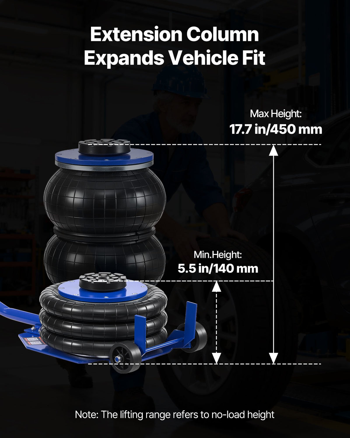 VEVOR Air Jack, 3 Ton Triple Bag Air Jack, Airbag with Six Steel Pipes, Lift Up to 450 mm, 1-6 s Fast Lifting Pneumatic with Long Handle & Rubber Pad for Cars, SUVs, Pickup Trucks Repair, Garages