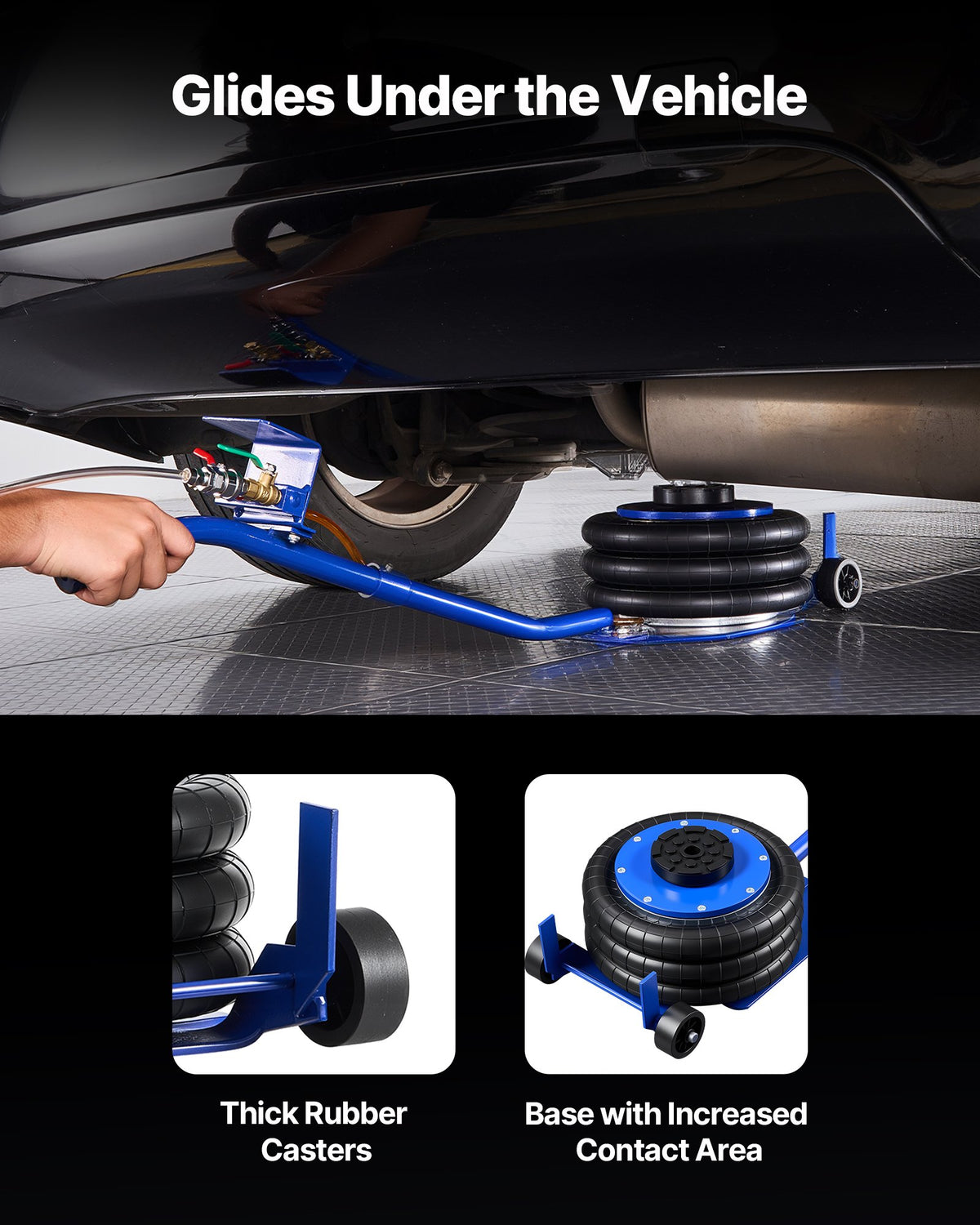VEVOR Air Jack, 3 Ton Triple Bag Air Jack, Airbag with Six Steel Pipes, Lift Up to 450 mm, 1-6 s Fast Lifting Pneumatic with Long Handle & Rubber Pad for Cars, SUVs, Pickup Trucks Repair, Garages