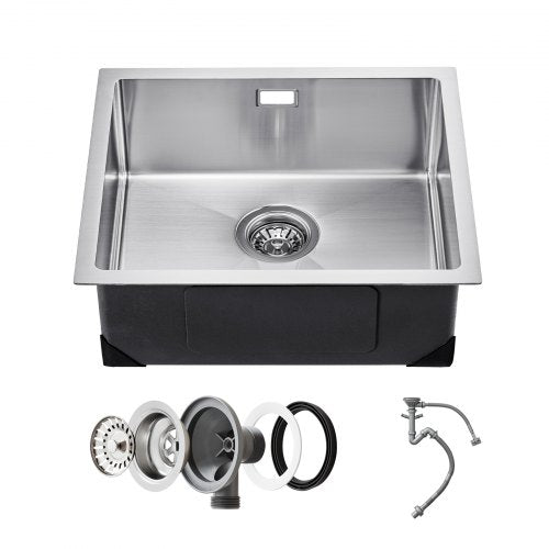 VEVOR 50cm Kitchen Sink Workstation, 304 Stainless Steel Undermount Sinks, Drop-In Single Bowl Farmhouse Basin with Accessories, Household Dishwasher Sinks for RV, Prep Kitchen, Laundry Room, Bar