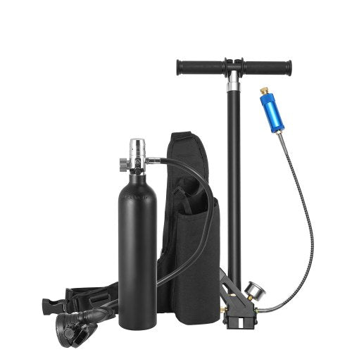 VEVOR Scuba Tank, 1L Portable Diving Tank, Diving Oxygen Cylinder Support 15-20 Minutes Underwater Breathing, 98.43 ft Diving Depth, Refillable Snorkel Air Tank with Pump for Underwater Exploration