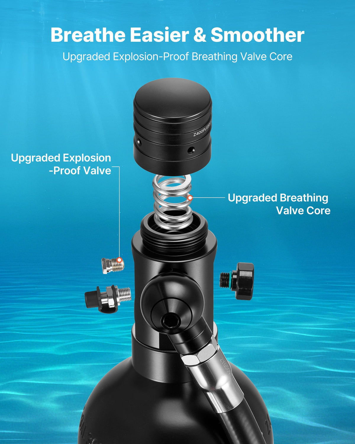 VEVOR Mini Scuba Tank, 1L Portable Diving Tank for Underwater Breathing, Reusable Lung Diving Cylinder up to 20 Minutes Dive Time, Emergency Rescue Pony Bottle with Adapter & Goggles for Snorkeling