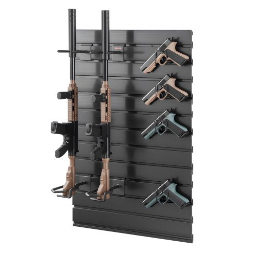 VEVOR Gun Rack, Wall Mount, Tactical Rifle Shotgun Handgun Storage, Heavy-Duty PVC Panels & Steel Wall Racks, Securely Holds up to 2 Rifles & 4 Pistols, Modular Firearms Gun Gear Accessories Organizer