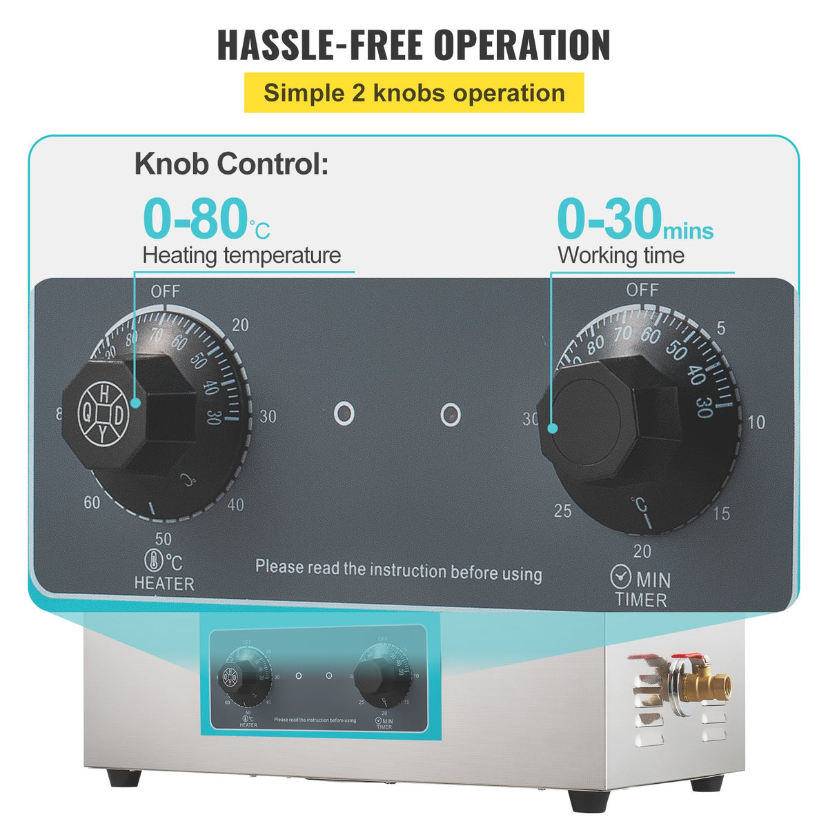 VEVOR Ultrasonic Cleaner 30L Ultrasonic Cleaning Machine Jewelry Glasses