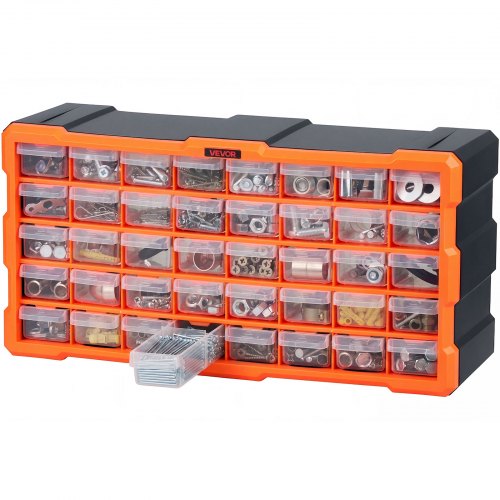 VEVOR 40-Drawer Storage Organizer, Plastic, Drawer Storage Cabinet for Garage Organization, Stackable Small Parts Organizer, Wall-Mounted Toolbox, for Hardware, Beads, Screws, Crafts, Building Bricks