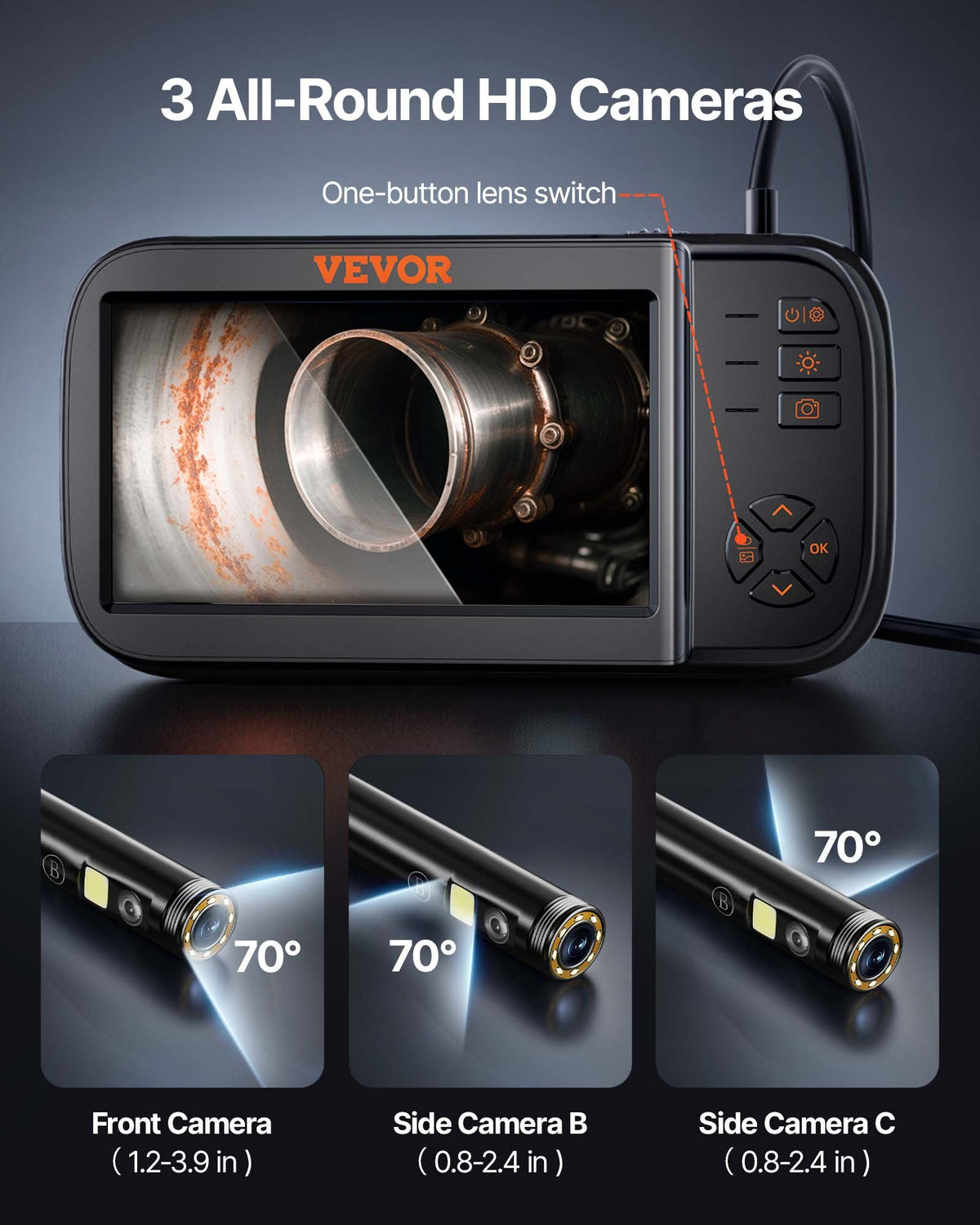 VEVOR Triple Lens Endoscope Camera