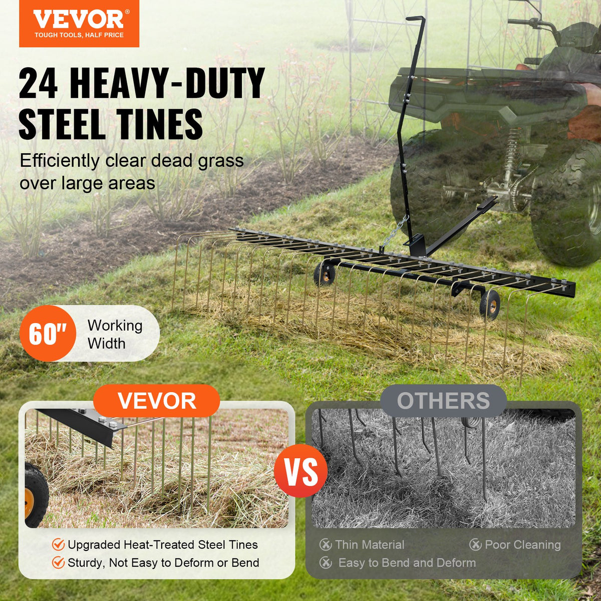 VEVOR Tow Behind Dethatcher