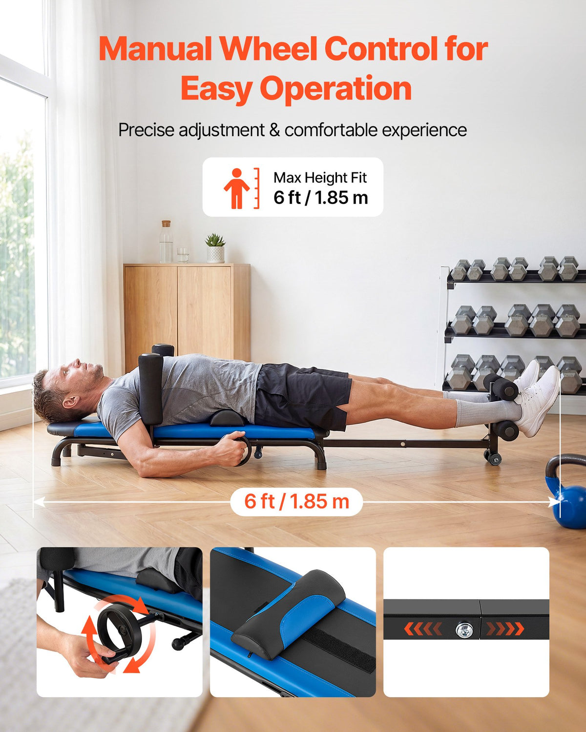 VEVOR Inversion Table, 159 kg Capacity Heavy Duty Back Inverter Stretcher, Inverted Table with Stable Structure, Adjustable Armrests, Decompression Tables for Shoulders, Neck, Back, Knees