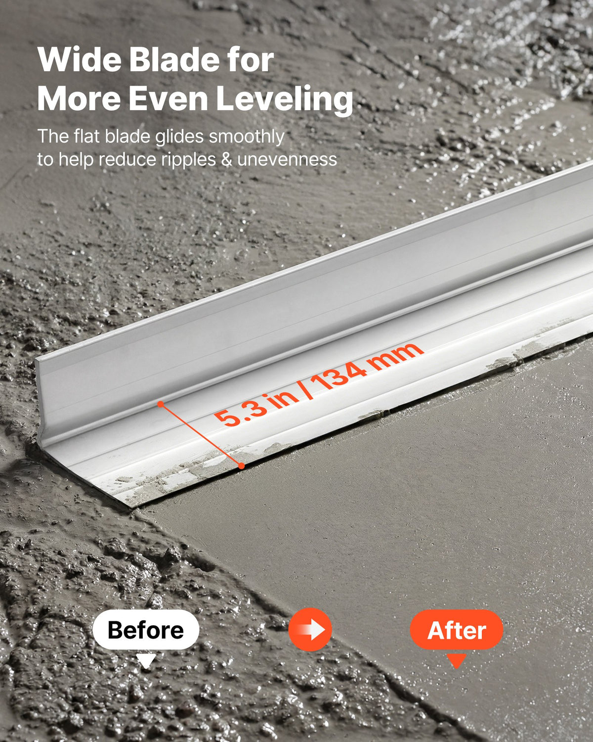 VEVOR Concrete Screed Blade 4267 mm Aluminum Alloy Board Leveling Tool, 5.3 in Wide Straight Edge, Wide Coverage, Replacement Surface Leveler for Driveway, Patio, Sidewalk, Garage Floor Finishing