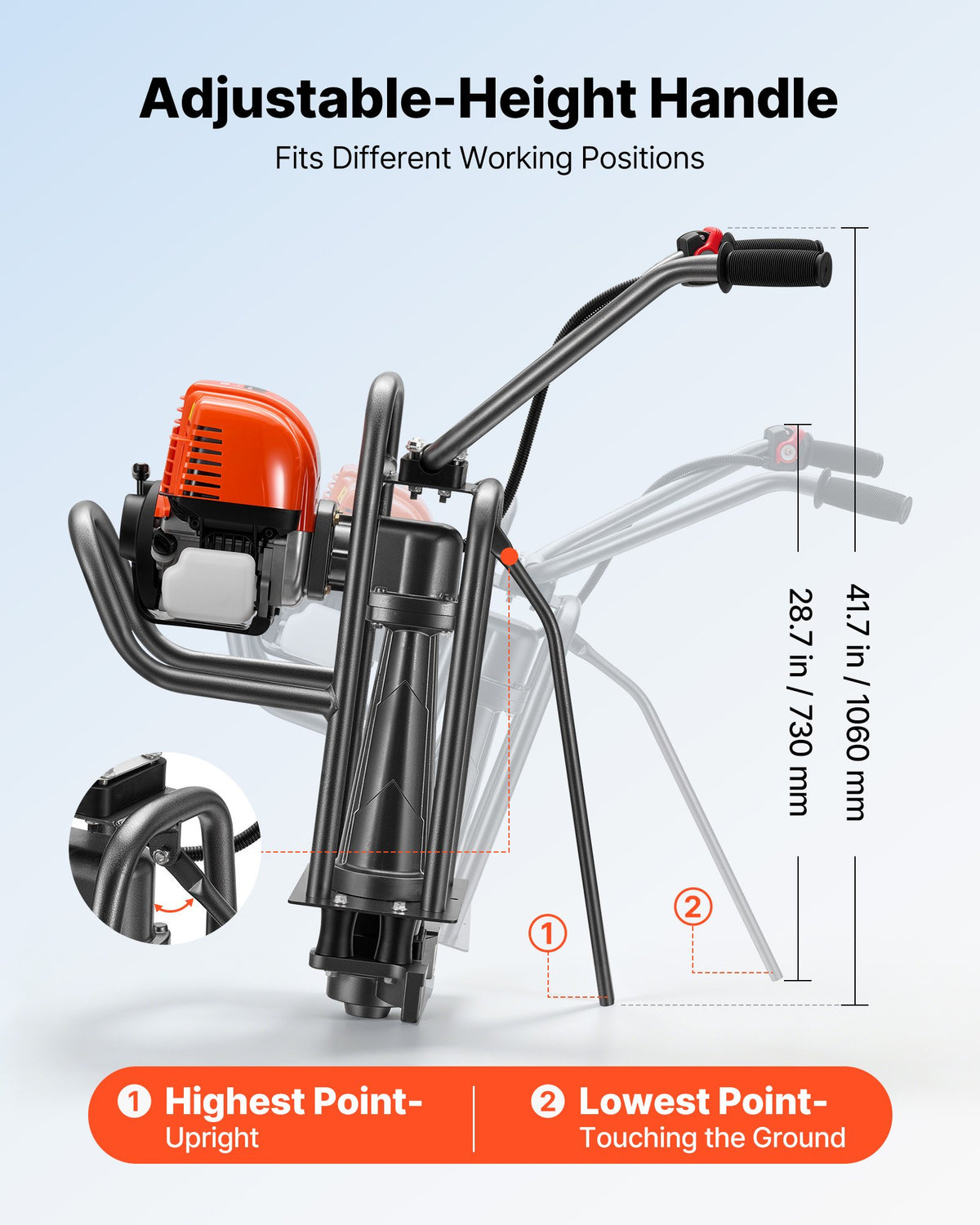 VEVOR Concrete Power Screed Gas-Powered Leveling Machine 1.16HP Engine, 4 Stroke Vibrating Screed, Flexible Shaft Drive, Adjustable Handle, Support Legs for Patio, Driveway, Floor Finishing, Jobsite