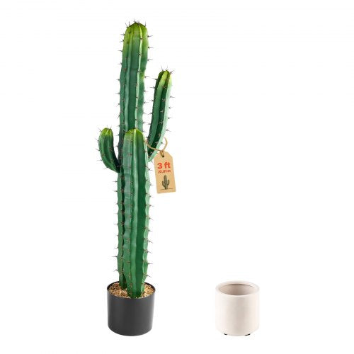 VEVOR Artificial Cactus, 914 mm Tall Fake Cactus Plant with White Pot, for Home, Garden, Office, Store, Living Room, Bedroom Indoor Decoration, Realistic Texture Faux Decor Plant, Premium HDPE