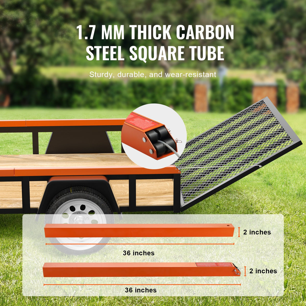 VEVOR 2-Sided Trailer Tailgate Lift Assist, 360 lbs Load Capacity, Compatible with Open Utility Trailer Tailgate and Ramp, with 10 to 24 Inch Heights Side Rail and 4 to 6 Feet Height Tail Gate or Ramp