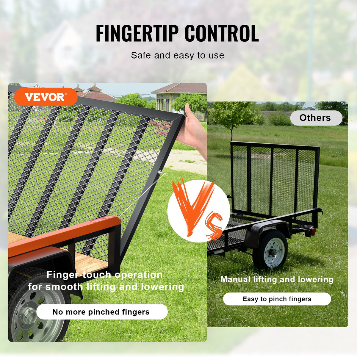 VEVOR 2-Sided Trailer Tailgate Lift Assist, 360 lbs Load Capacity, Compatible with Open Utility Trailer Tailgate and Ramp, with 10 to 24 Inch Heights Side Rail and 4 to 6 Feet Height Tail Gate or Ramp