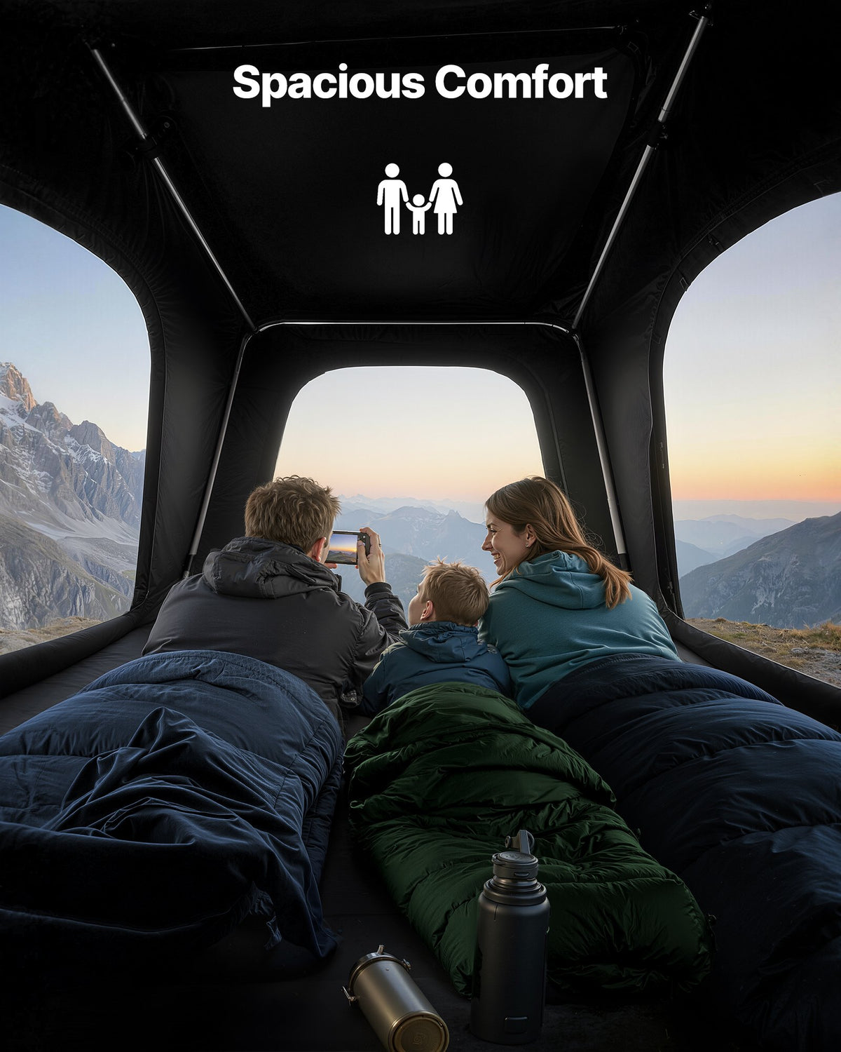 VEVOR Rooftop Tent Hard Shell, 2-3 Person Aluminum Roof Top Tent Hardshell with Tri-Color LED Light, Thick Mattress & Window, Waterproof Windproof Overland Camping Car Roof Rack for Jeep SUV Pickup
