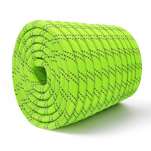 VEVOR Double Braided Polyester Rope 19.1 mm x 67 m Arborist Rigging Rope, for Tree Work, Heavy Duty 26 Strands, 8800 kg High Breaking Strength, Outdoor Climbing Towing Swing Pulling Cord, Green