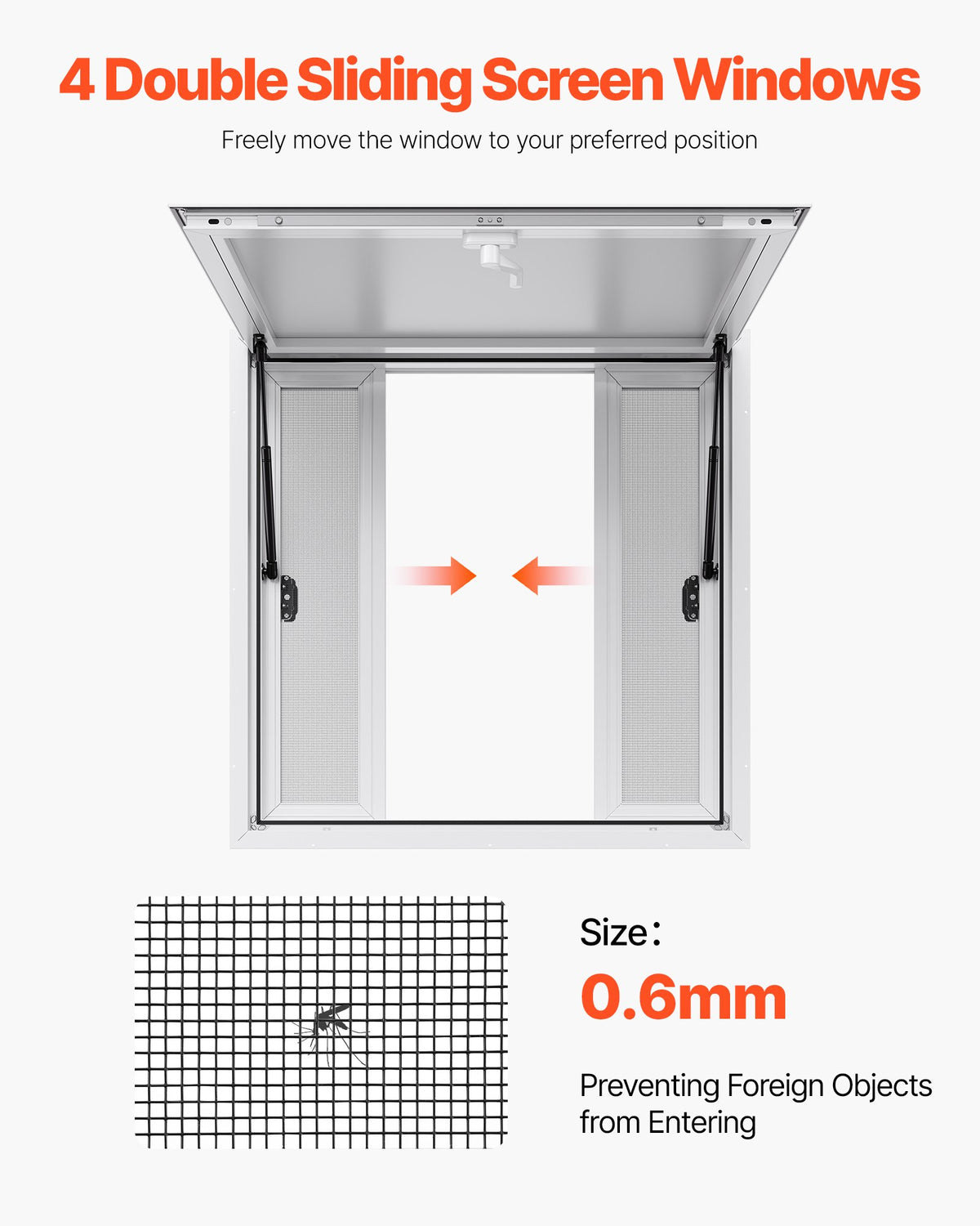 VEVOR Concession Window 92x92 cm, Aluminum Alloy Service Window for Food Truck, Up to 85 Degrees Stand Serving Window with 4 Sliding Windows, Awning Door, and Drag Hook, for Concession Trailers