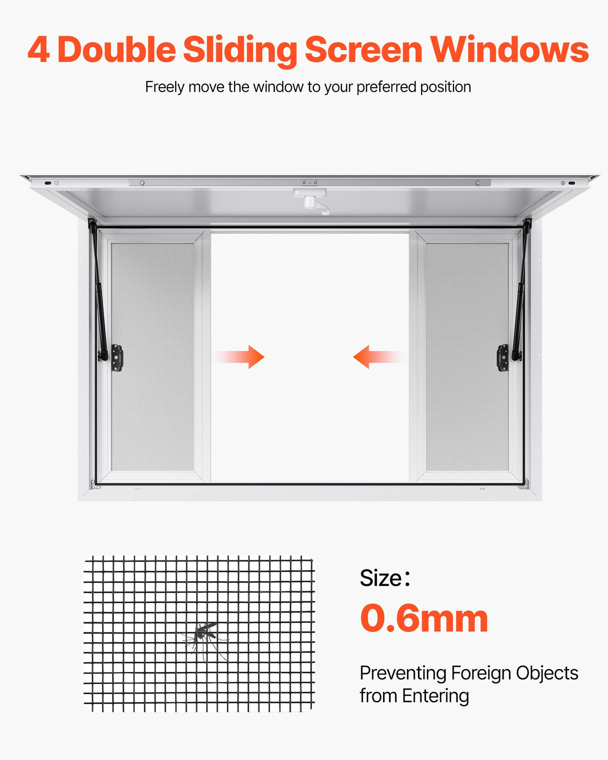 VEVOR Concession Window 135x84 cm, Aluminum Alloy Service Window for Food Truck, Up to 85 Degrees Stand Serving Window with 4 Sliding Windows, Awning Door, and Drag Hook, for Concession Trailers