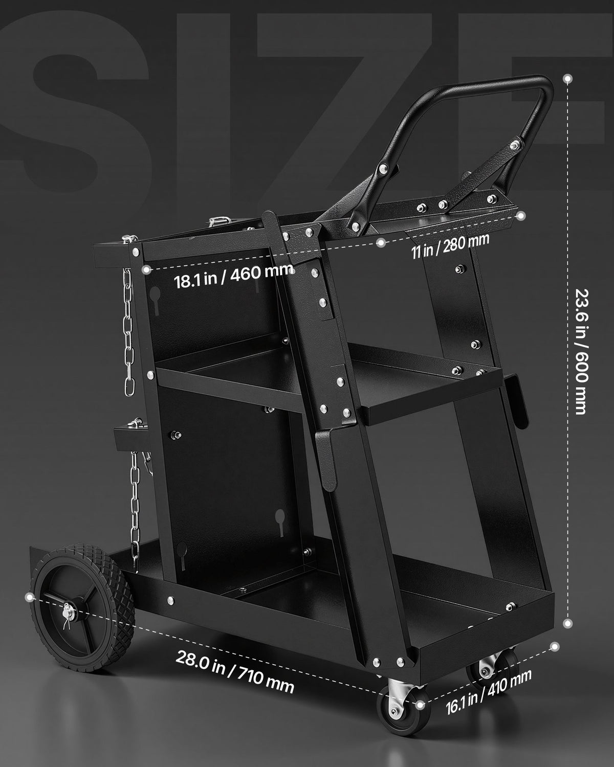VEVOR Welding Cart, 3-Tier Heavy Duty Welder Cart with 181.4kg Weight Capacity, 360° Swivel Wheels, Tank Storage Safety Chains, Rolling MIG Welder Cart for TIG, ARC, MMA, Plasma Cutter Welding Machine