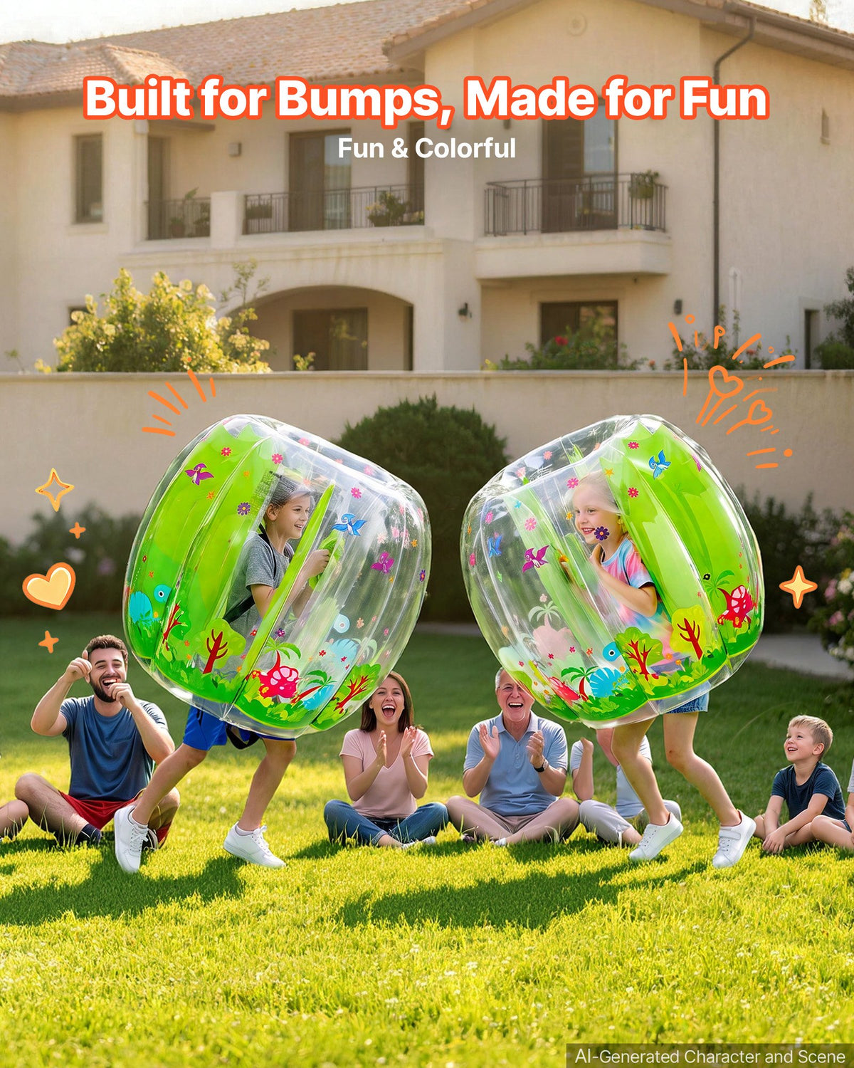 VEVOR 2-Pack Inflatable Bumper Balls 0.9m Human Bubble for Kids Transparent, for Backyard, Camping, Picnic, Park, Lawn, and Outdoor Team Gameplay, Thickened PVC Material, Sumo Hamster Ball with Handle