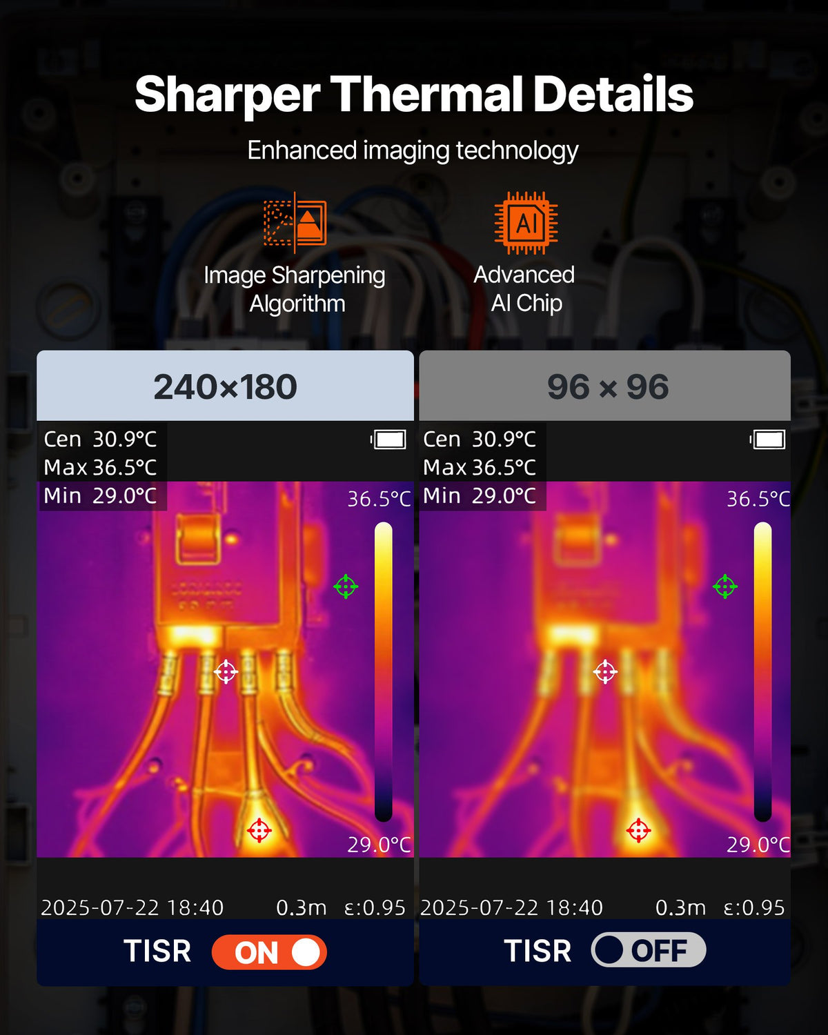 VEVOR Thermal Camera, TISR Super Resolution 240x180, Thermal Imaging Camera with 2MP Visual Camera, 96x96 IR Resolution, 25HZ Refresh Rate, -4°F to 1022°F, 4 Image Modes & 6 Color Palettes
