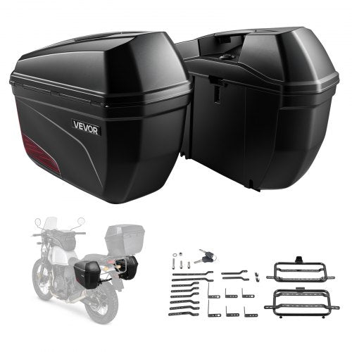 VEVOR Motorcycle Side Case 46L (23L*2) Universal ABS Motorcycle Saddle Case, Waterproof Detachable Left & Right Motorbike Side Boxs with Security Lock for Luggage Storage - Set of 2