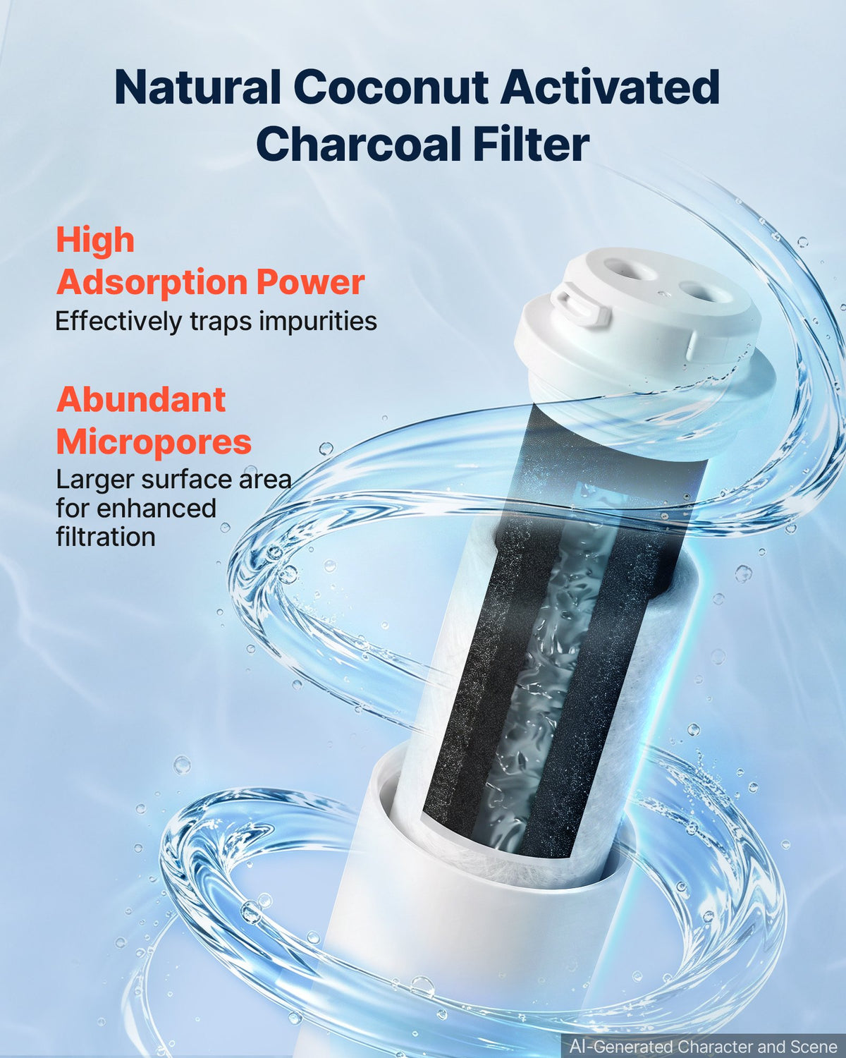 VEVOR Reverse Osmosis System PCF Pre-Composite Replacement Filter Cartridge, Easy Replacement for 12 Months, Reduces Chlorine, Compatible with RO System SS-201/SS-202/SS-203/SS-204/SS-205/SS-206 Units