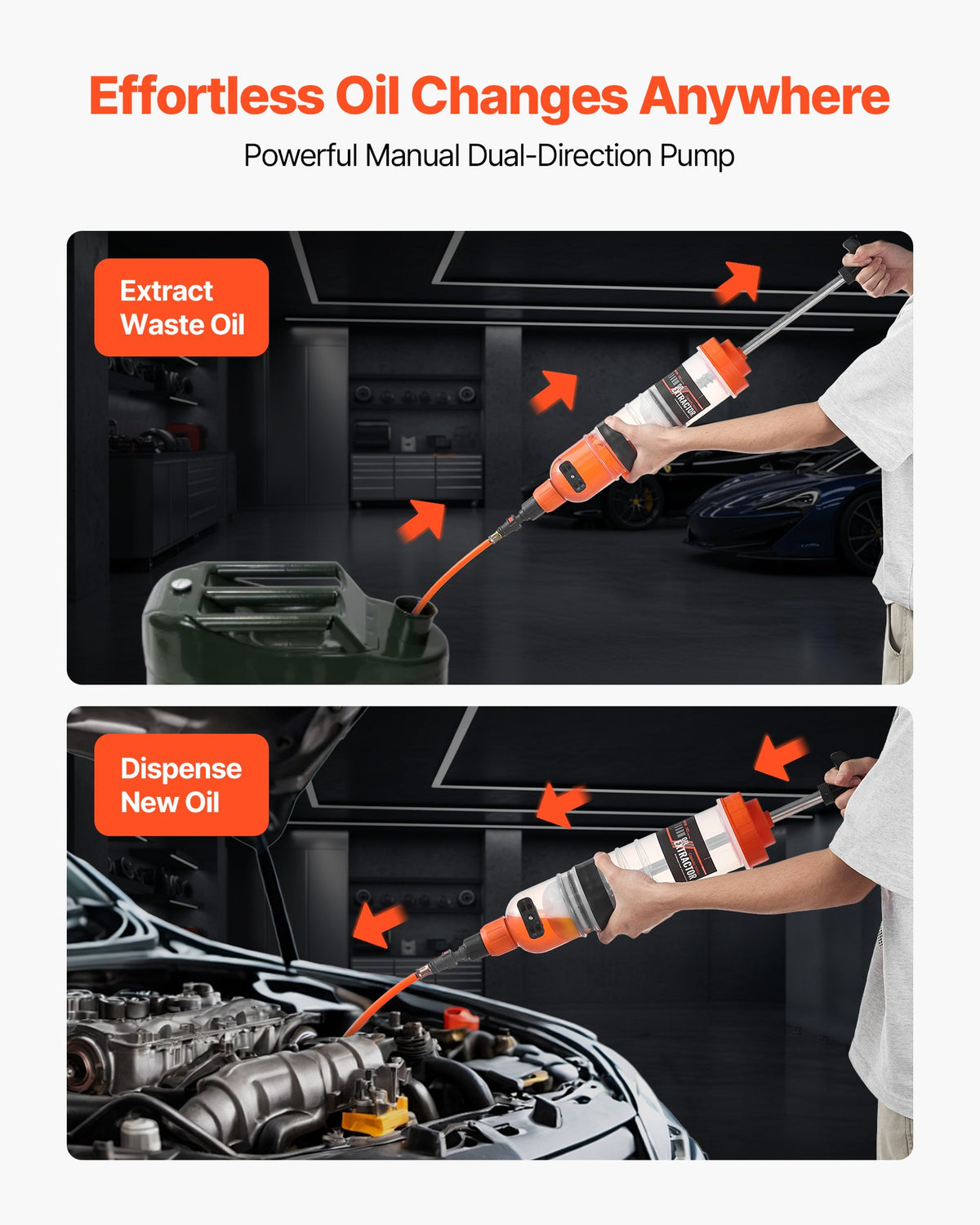 VEVOR 1.5 L Fluid Extractor, Manual Automotive Fluid Pump Extractor, Oil Syringe with Long Hose and Extension Tubes Easy Oil Change, Suction Pump for Lawn Mowers Cars Ships Golf Carts Motorcycles