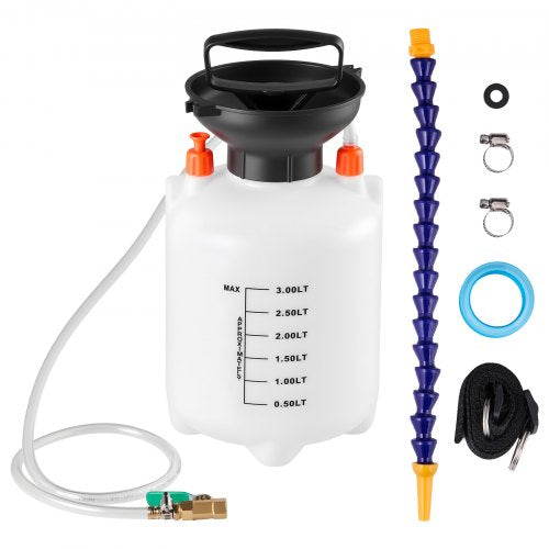 VEVOR Transmission Fluid Pump, 3 L Capacity, Manual Fluid Transfer Pump with 120 cm Long Horse & HDPE Tank, Transmission Oil Pump with PTFE Tape, Manual Automotive Oil Filling System