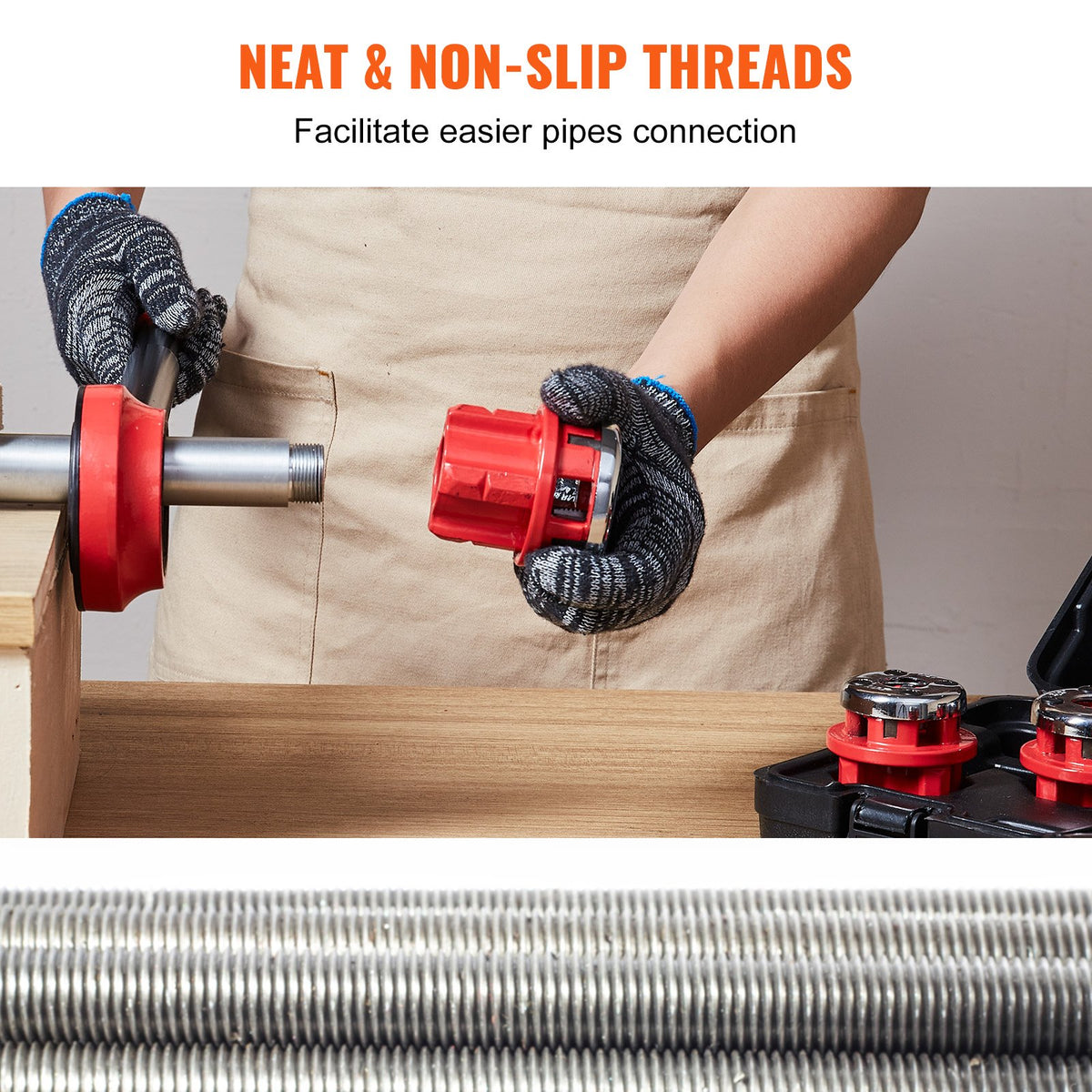 VEVOR Ratchet Pipe Threader Kit, 6.4mm NPT - 32mm NPT Manual Ratcheting Pipe Threader, Portable Pipe Threading Tool Set with 6PCS NPT Dies, Storage Case for Galvanized Aluminum Iron Copper Pipes