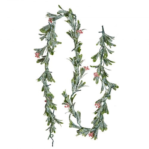 VEVOR Christmas Garland, 2011 mm Realistic Greenery Decorated with Vines, Olive Leaves, and Berries, Evergreen Faux Garlands with Light String for Indoor Outdoor Xmas Decoration on Mantel Fireplace
