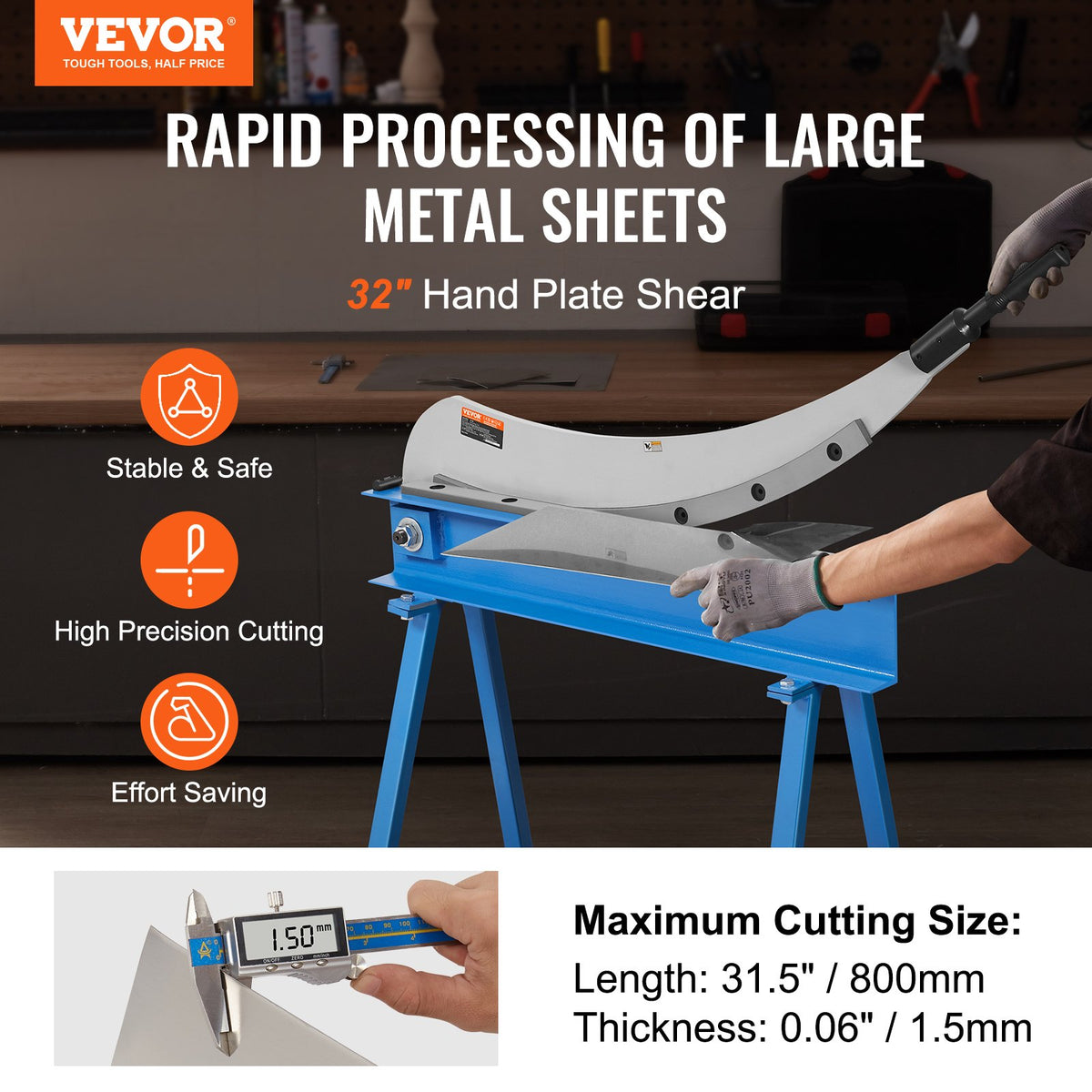VEVOR 800mm Manual Hand Plate Shear for Metal Sheet Processing