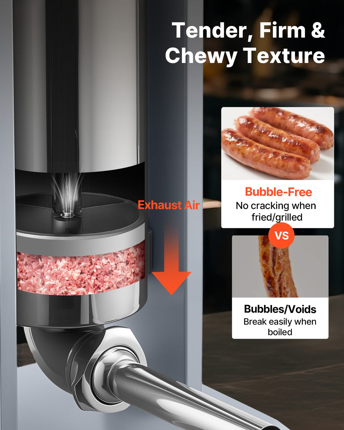 VEVOR Manual Sausage Stuffer, 11 LBS / 5 L Vertical Meat Stuffer, Heavy Duty Sausage Casing Meat Stuffing Machine, Dual-Speed Stainless Steel Filler with 5 Filling Tubes, for Commercial and Home Use
