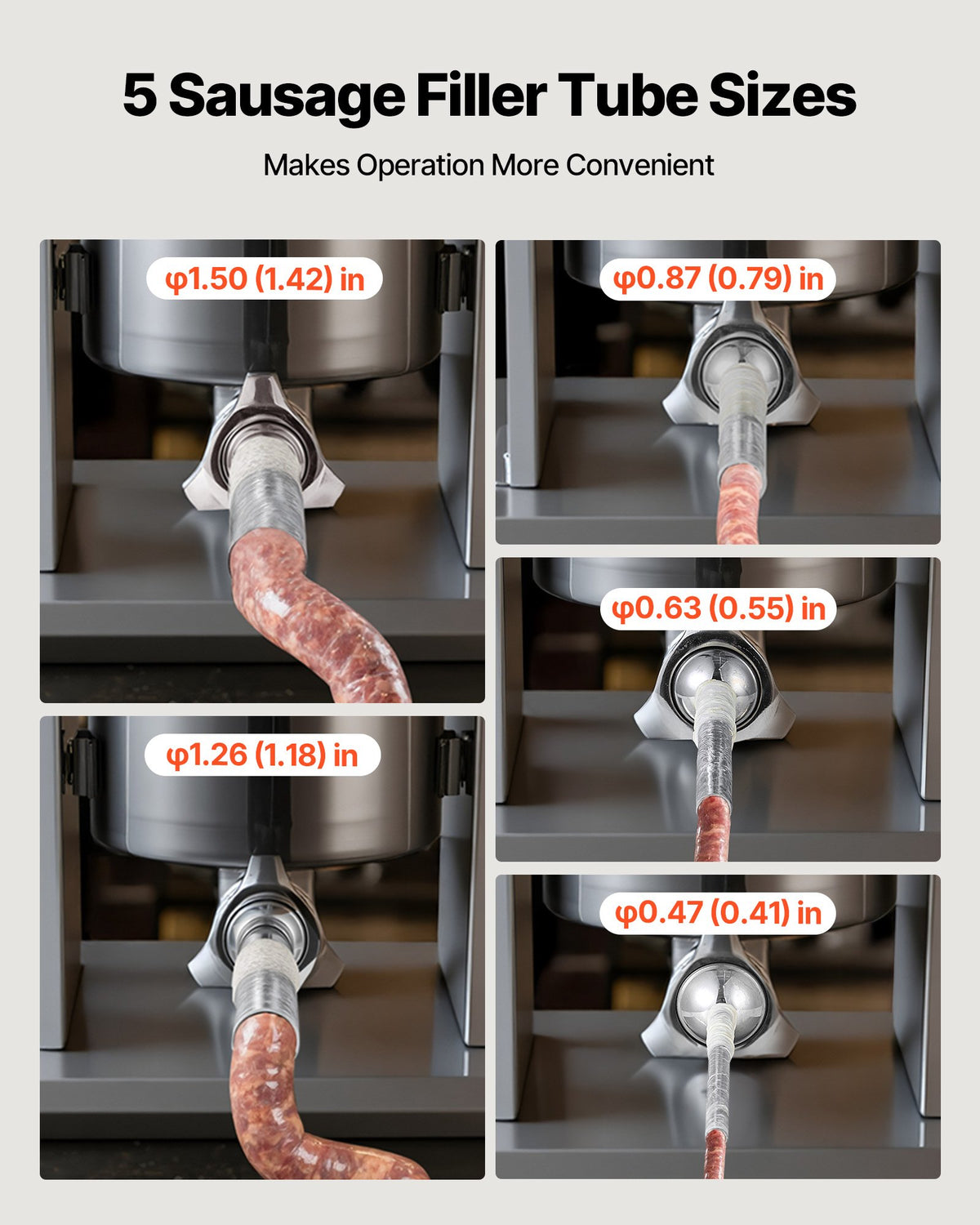 VEVOR Manual Sausage Stuffer, 11 LBS / 5 L Vertical Meat Stuffer, Heavy Duty Sausage Casing Meat Stuffing Machine, Dual-Speed Stainless Steel Filler with 5 Filling Tubes, for Commercial and Home Use