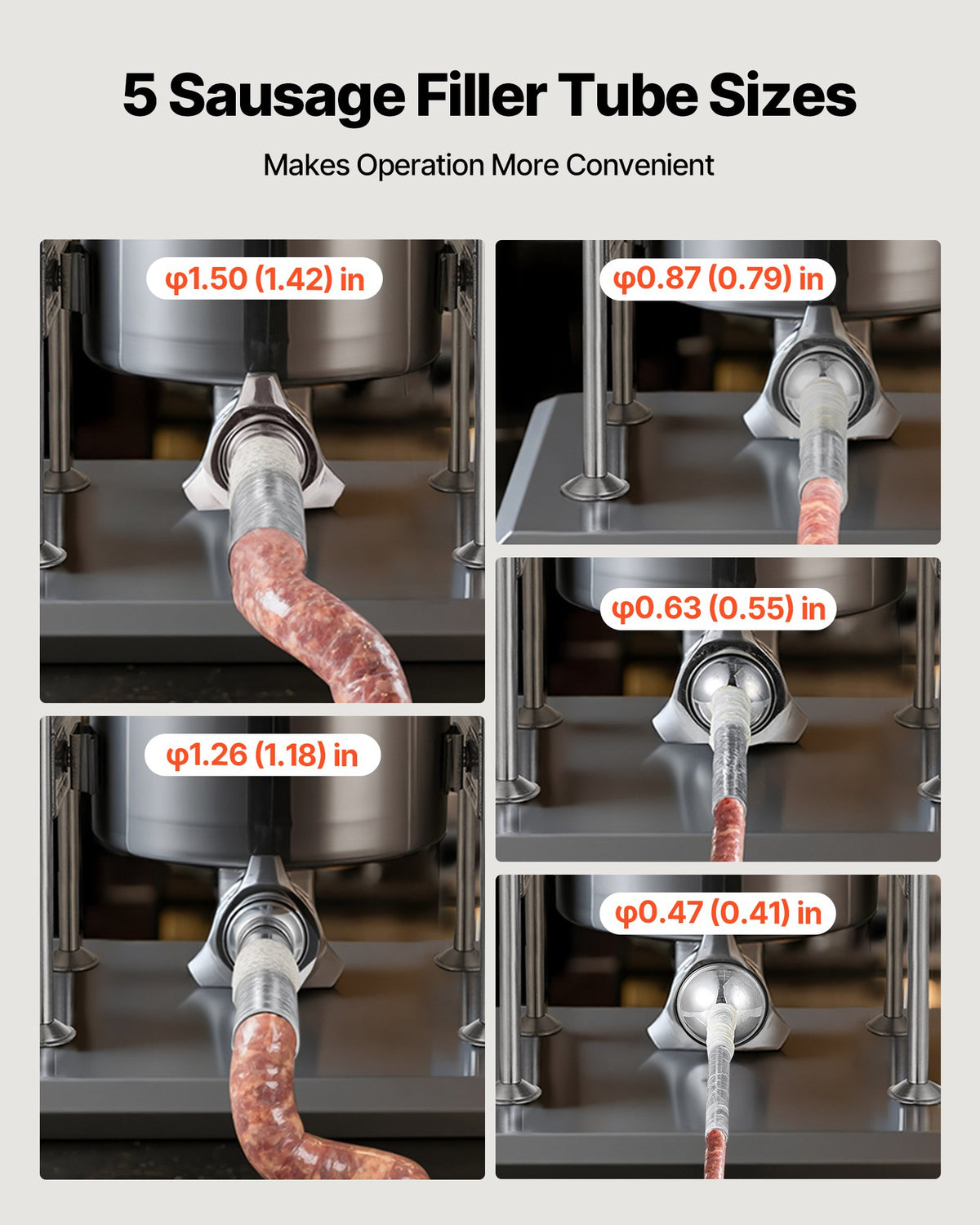 VEVOR Manual Sausage Stuffer, 22 LBS / 10 L Vertical Meat Stuffer, Dual-Speed Sausage Casing Meat Filling Machine, Stainless Steel Heavy Duty Filler with 5 Stuffing Tubes, for Commercial & Home Use