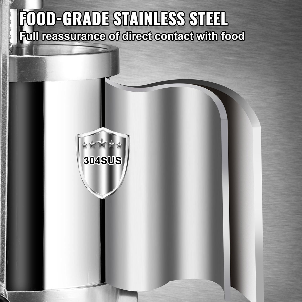 VEVOR Sausage Stuffer, 2.5LBS/1.5L Capacity, 304 Stainless Steel Vertical Sausage Stuffer, Sausage Filling Machine with 3 Stuffing Tubes, Suction Base and Manual Crank for Household or Commercial Use