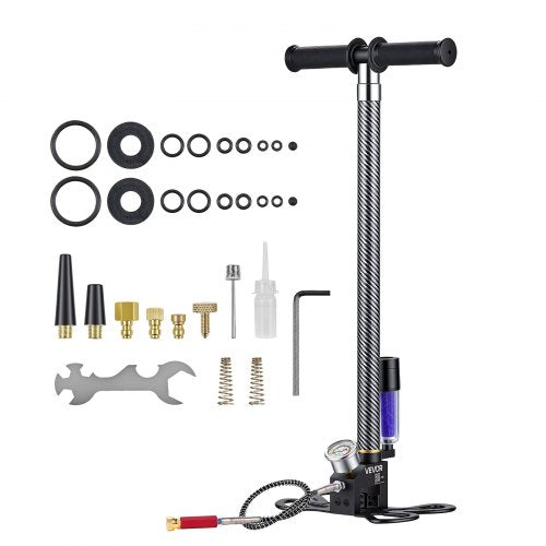 VEVOR PCP Hand Pump, 3.5 Stage, High Pressure Air Rifle Filling Stirrup Pump, 31.03 MPa 4500 PSI, with Oil-Moisture Filter, Pressure Gauge, Stainless Steel Body, for Airguns Paintball Tire Filling