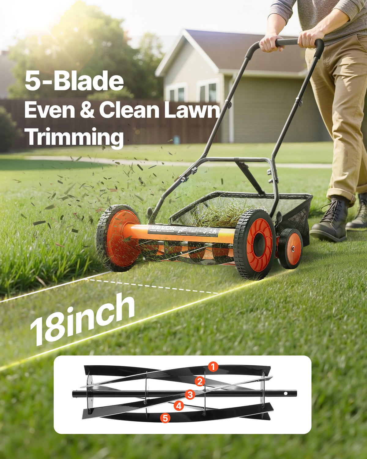 VEVOR Push Reel Lawn Mower 45 cm