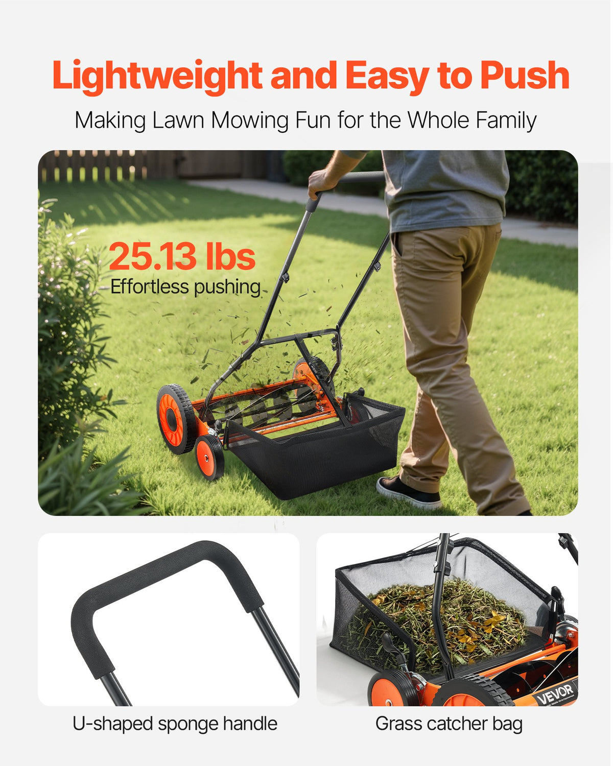 VEVOR Push Reel Lawn Mower 45 cm
