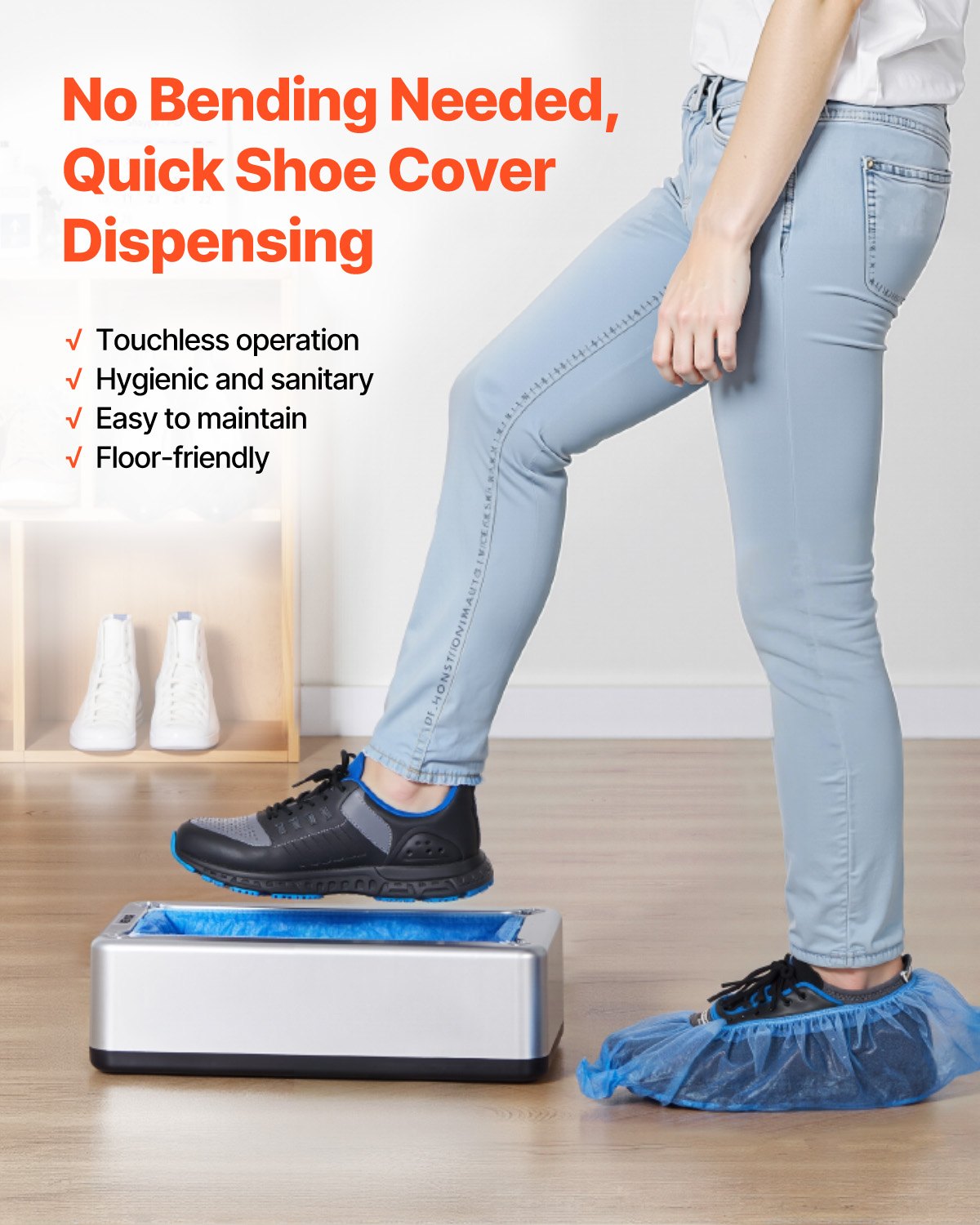 VEVOR Shoe Cover Dispenser Fits Up to US 11 / EU 44 with 100 Disposable Plastic Covers