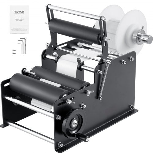 VEVOR Manual Round Labeling Machine, 15-20pcs/min, Bottle Label Applicator for Round Bottles, Adjustable Manual Round Bottle Labeler Suitable for Bottle Diameter 1.98-11.99 cm (with Pressing Bar)