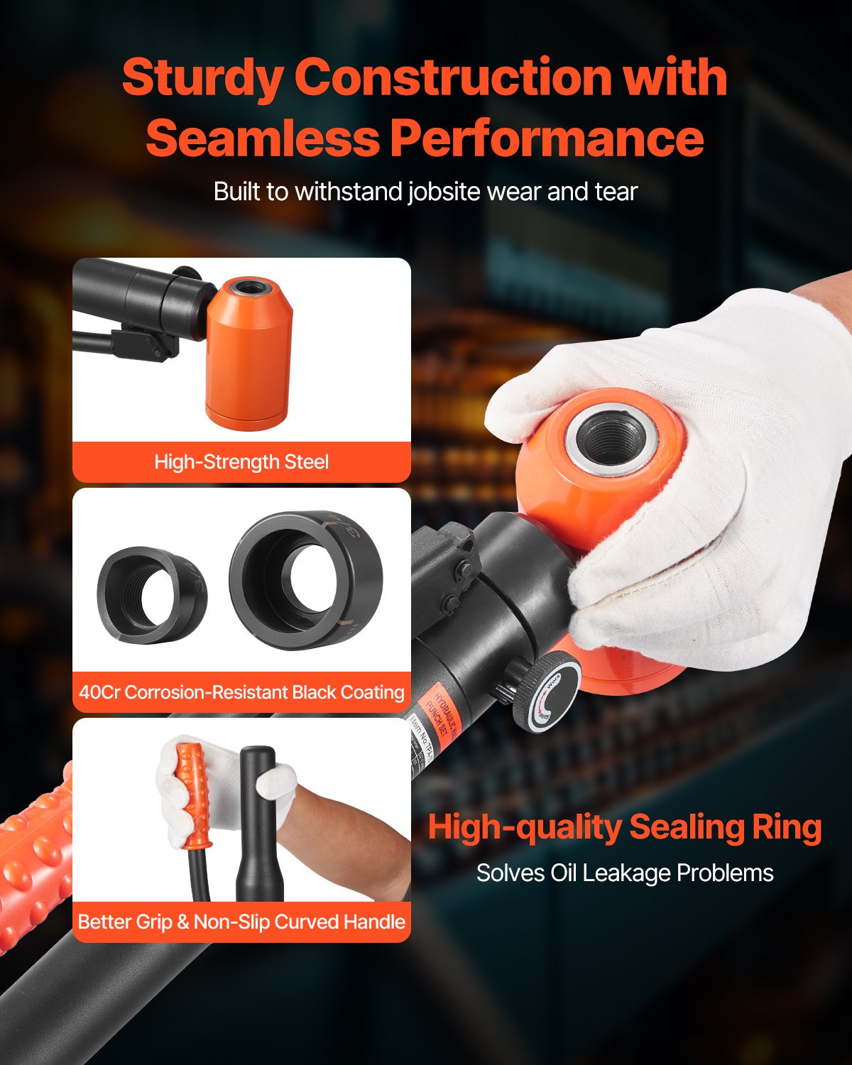 VEVOR Knockout Punch Set, 98.07 kN Hydraulic Knockout Set, 12.7 to 50.8mm KO Tool Kit Hole Making Tool, KO Tools Kit W/6 Dies for Metal Electrical Cabinets, Electrical Control Cabinets, Switch Cabinet