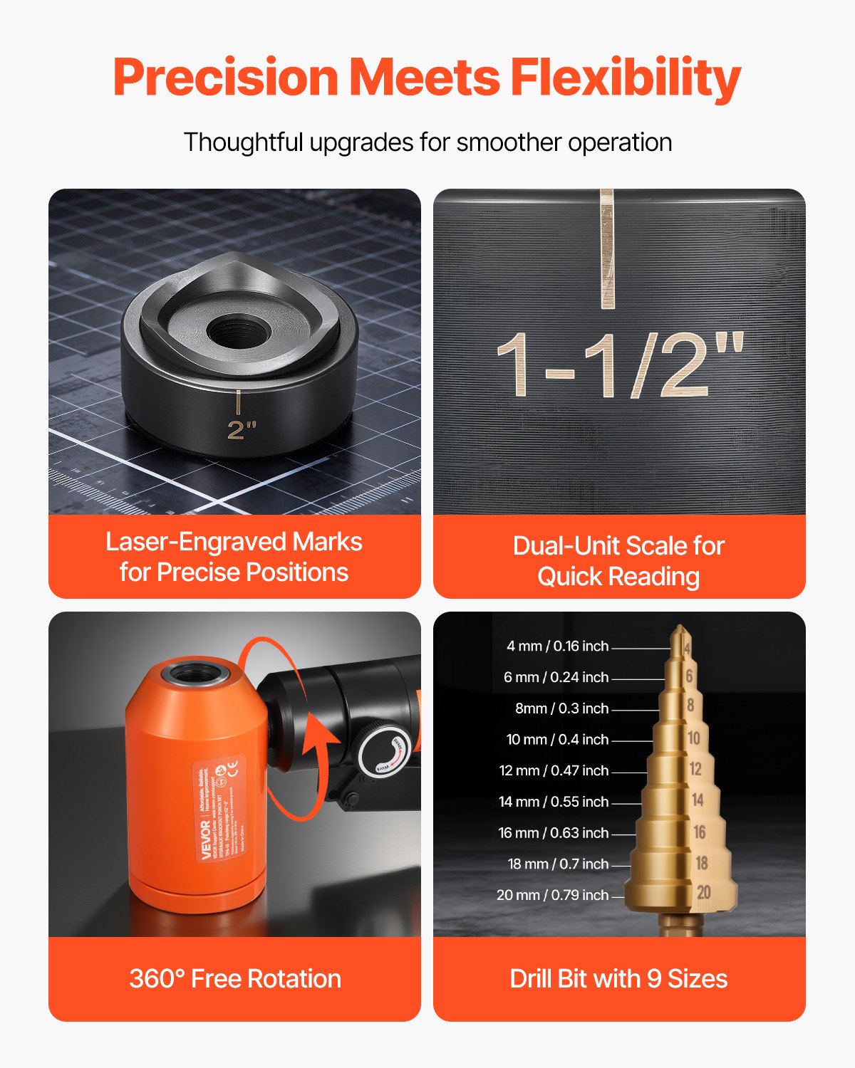 VEVOR Knockout Punch Set, 98.07 kN Hydraulic Knockout Set, 12.7 to 50.8mm KO Tool Kit Hole Making Tool, KO Tools Kit W/6 Dies for Metal Electrical Cabinets, Electrical Control Cabinets, Switch Cabinet
