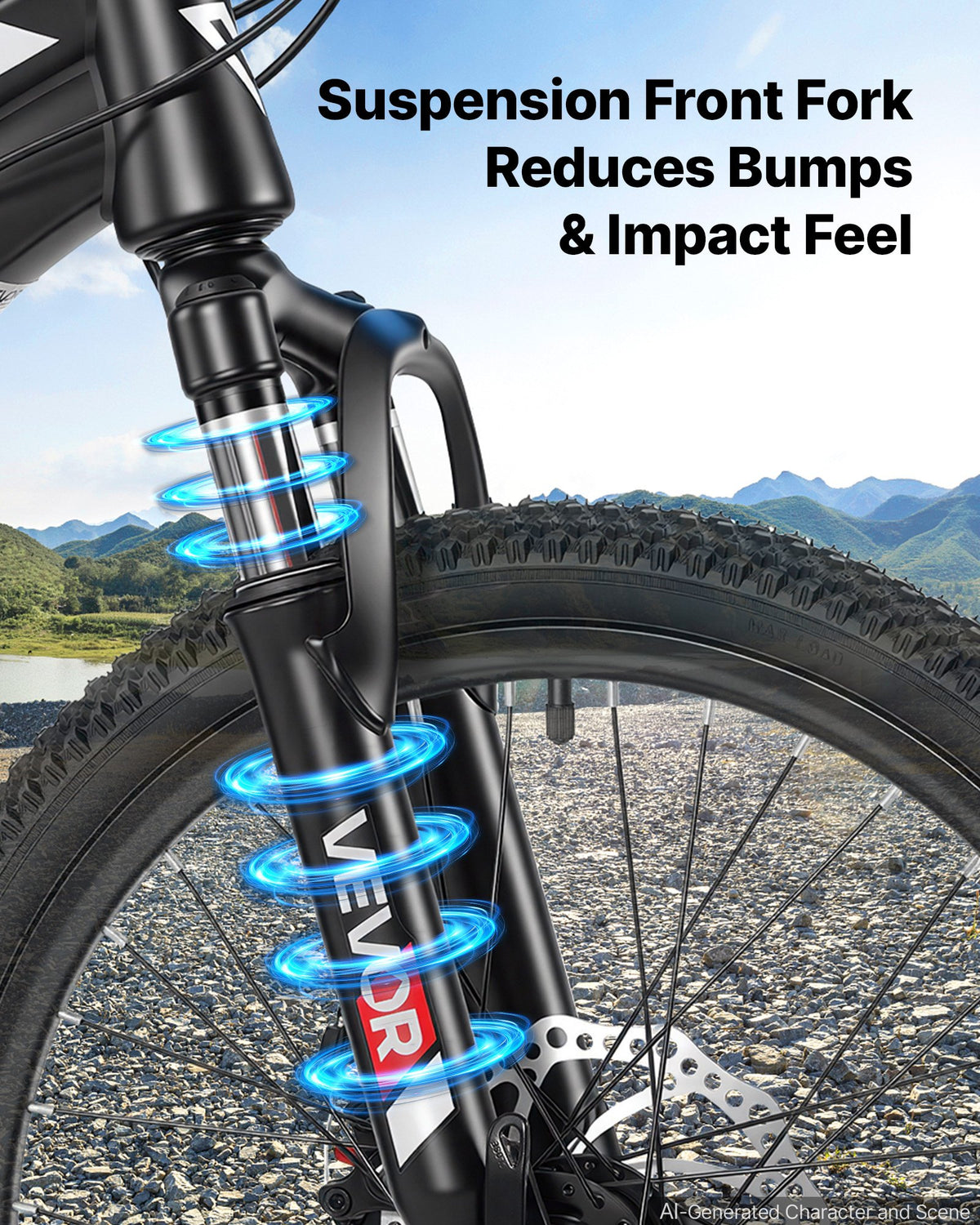 VEVOR Mountain Bike for Men and Women 50.8 cm Outdoor Bicycle 21 Speeds, Adult Bike, Front Suspension, Adjustable Saddle, All-Terrain Tires, High Carbon Steel Frame, Dual Disc Brake, Pre-Assembled