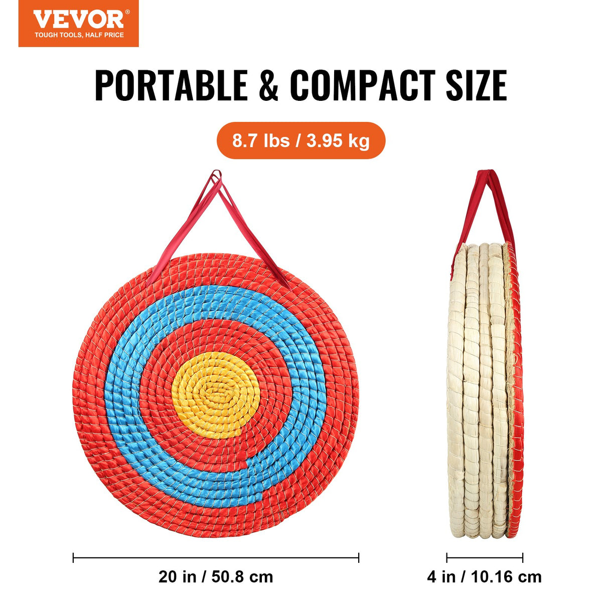 VEVOR Archery Target, 5 Layers 51 cm Arrow Target, Traditional Solid Straw Round Archery Target Shooting Bow, Hand-Made Arrows Target, Coloured Rope Target for Backyard Outdoor Hunting Shooting Practice